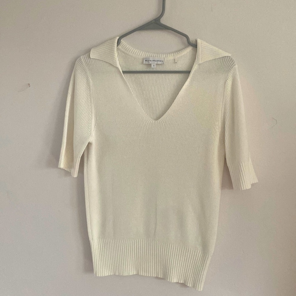 White+warren cotton vneck polo